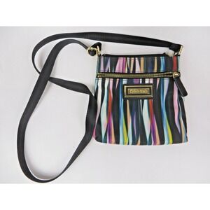 Calvin Klein Colorful Zebra Stripes Cross Body Handbag Multi-color Nylon